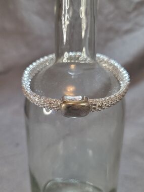 Vintage Signed Monet Silver Tone Mesh Tube Bracelet Magnetic Clasp Bangle